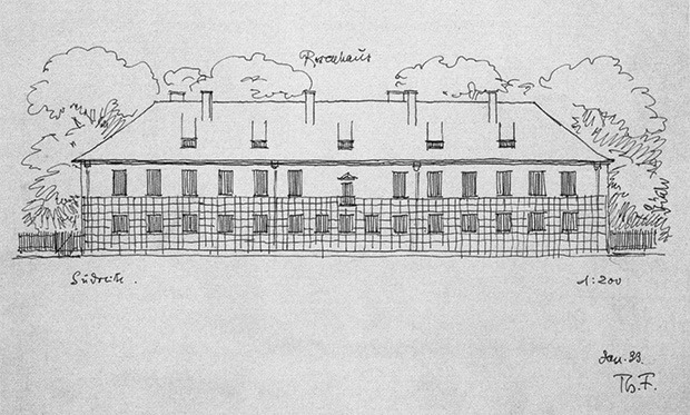 Zeichnung: Das Rosenhaus von Theodor Fischer © Theodor Fischer, Sammlung Architekturmuseum der TU München