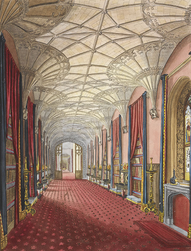 Fonthill Abbey - Galerie des Südflügels ©Abbildung aus: Delineations of Fonthill and its abbey by John Rutter, 1823