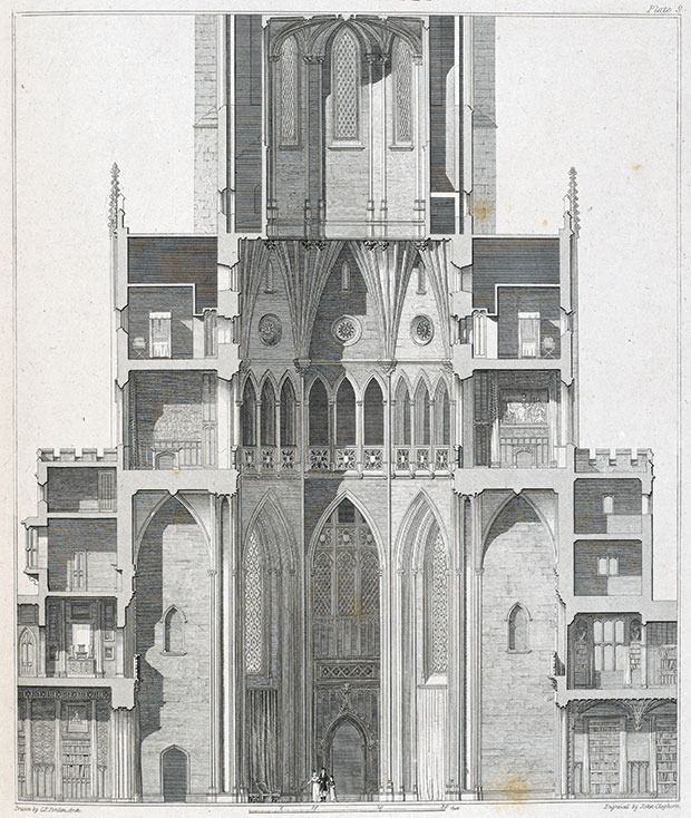 Fonthill Abbey - Konstruktionszeichnung ©Abbildung aus: Delineations of Fonthill and its abbey by John Rutter, 1823