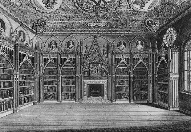 Historischer Stich von Strawberry Hill © aus: A Description of the Villa of Horace Walpole, Youngest Son of Sir Robert Walpole Earl of Orford, at Strawberry Hill, near Twickenham. With an inventory of the furniture, pictures, curiosities, etc.